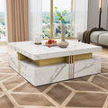 Modern White Square Storage Coffee Table With 4 Drawers White Mdf