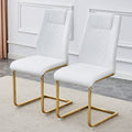 Modern Dining Chairs, Dining Room Chairs, And Golden Leg Cushioned Chairs Made Of Artificial Leather, Suitable For Kitchens, Living Rooms, Bedrooms, And Offices. Set Of 4 Pieces White Pu C 001 White Foam Pu