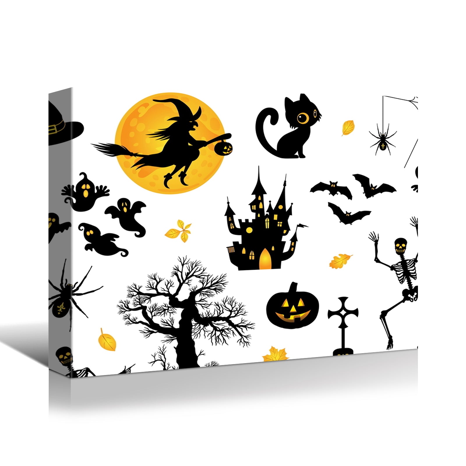 Drop Ping Framed Canvas Wall Art Decor Painting For Halloween, Halloween Scene Painting For Halloween Gift, Decoration For Halloween Living Room, Bedroom Decor Ready To Hang Rectangle Framed Multicolor Halloween Oversized 41In Canvas Cultures And