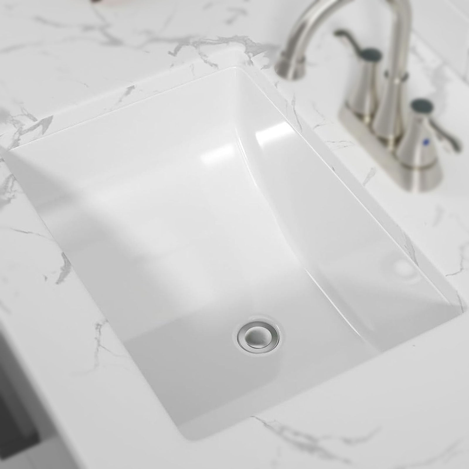 Bathroom Sink Rectangle Deep Bowl Pure White Porcelain Ceramic Lavatory Vanity Sink Basin With Overflow White Ceramic