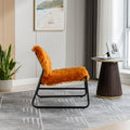 Coolmore Accent Chair Modern Industrial Slant Armchair With Metal Frame Premium High Density Soft Single Chair For Living Room Bedroom Orange Plush