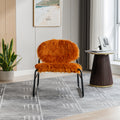 Coolmore Accent Chair Modern Industrial Slant Armchair With Metal Frame Premium High Density Soft Single Chair For Living Room Bedroom Orange Plush