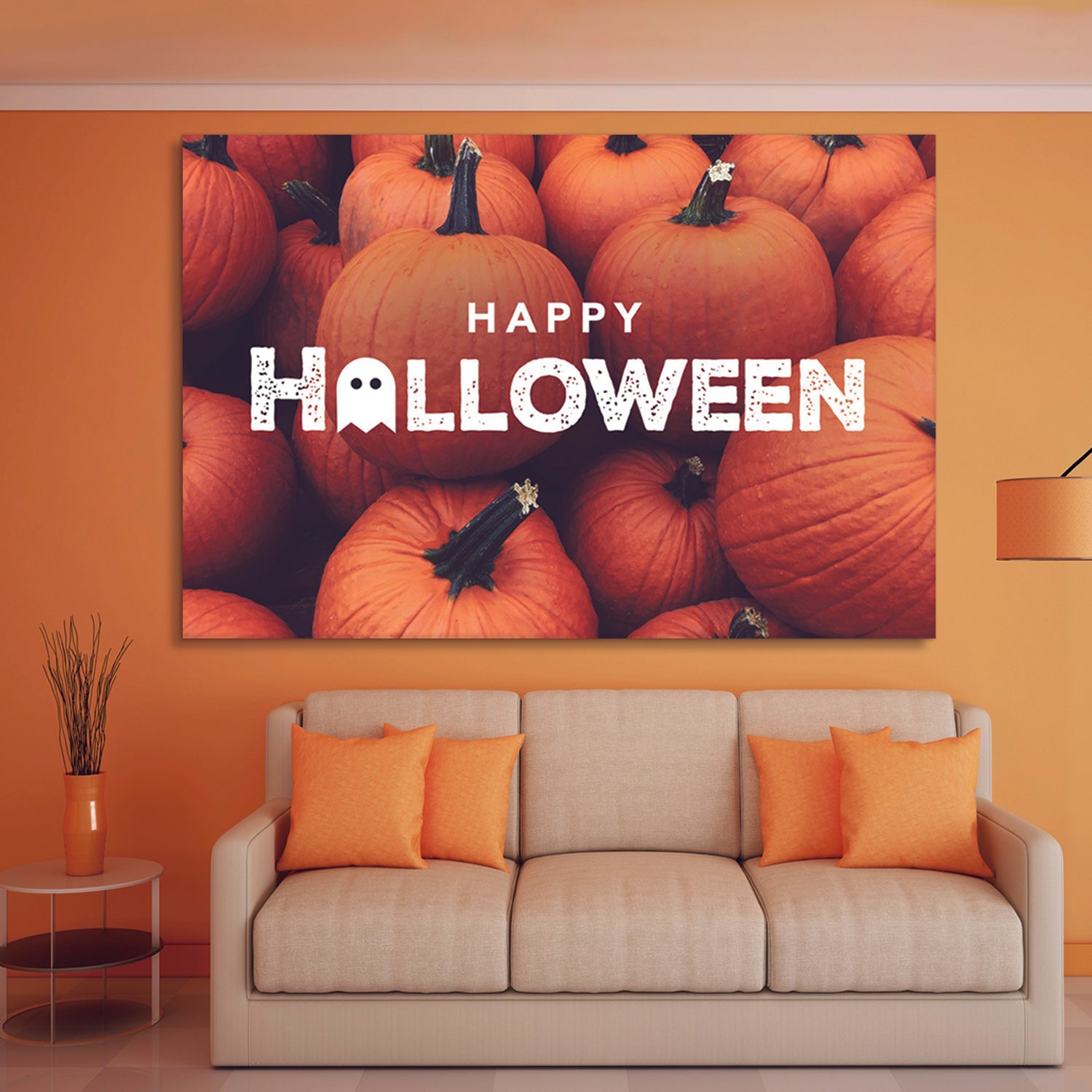 Drop Ping Framed Canvas Wall Art Decor Painting For Halloween, Pumpkin Painting For Halloween Gift, Decoration For Halloween Living Room, Bedroom Decor Ready To Hang Rectangle Framed Multicolor