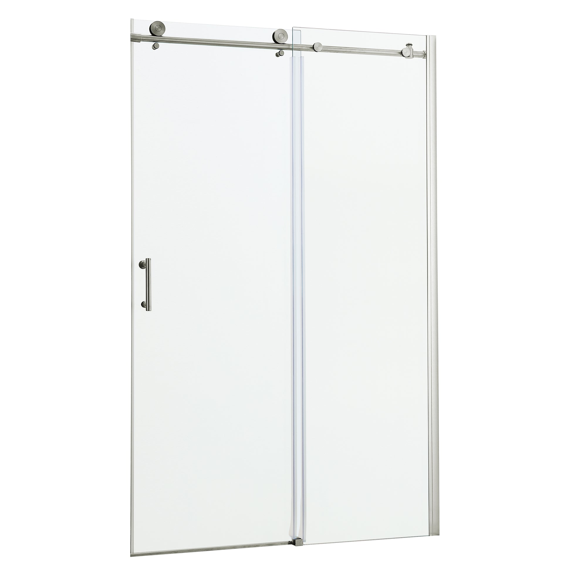 Shower Door 48" W X 76"H Single Sliding Bypass Shower Enclosure,Brushed Nickel Brushed Nickel Glass