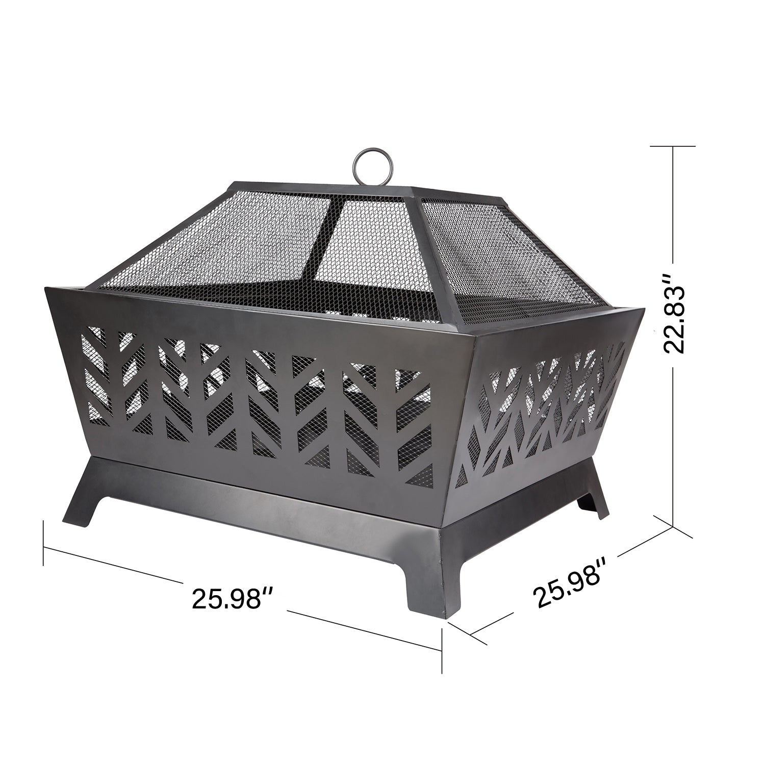 25.98'' Square Iron Fire Pit Outdoor