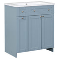 Modern 30 Inch Bathroom Vanity Cabinet With Easy To Clean Resin Integrated Sink In Blue Blue Mdf