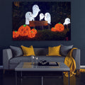 1Pcs Drop Ping Framed Canvas Wall Art Decor Painting For Halloween,Cute Ghost Painting For Halloween Gift, Decoration For Halloween Office Living Room, Bedroom Decor 4028In Thickness 1.5Inch Rectangle Framed Multicolor Halloween Oversized 41In Canvas