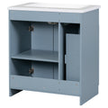 30 Inch Blue Bathroom Vanity With Ceramic Sink Combo, Abundant Storage Cabinet 2 Soft Close Doors And Double Tier Deep Drawer Blue Bathroom Mdf