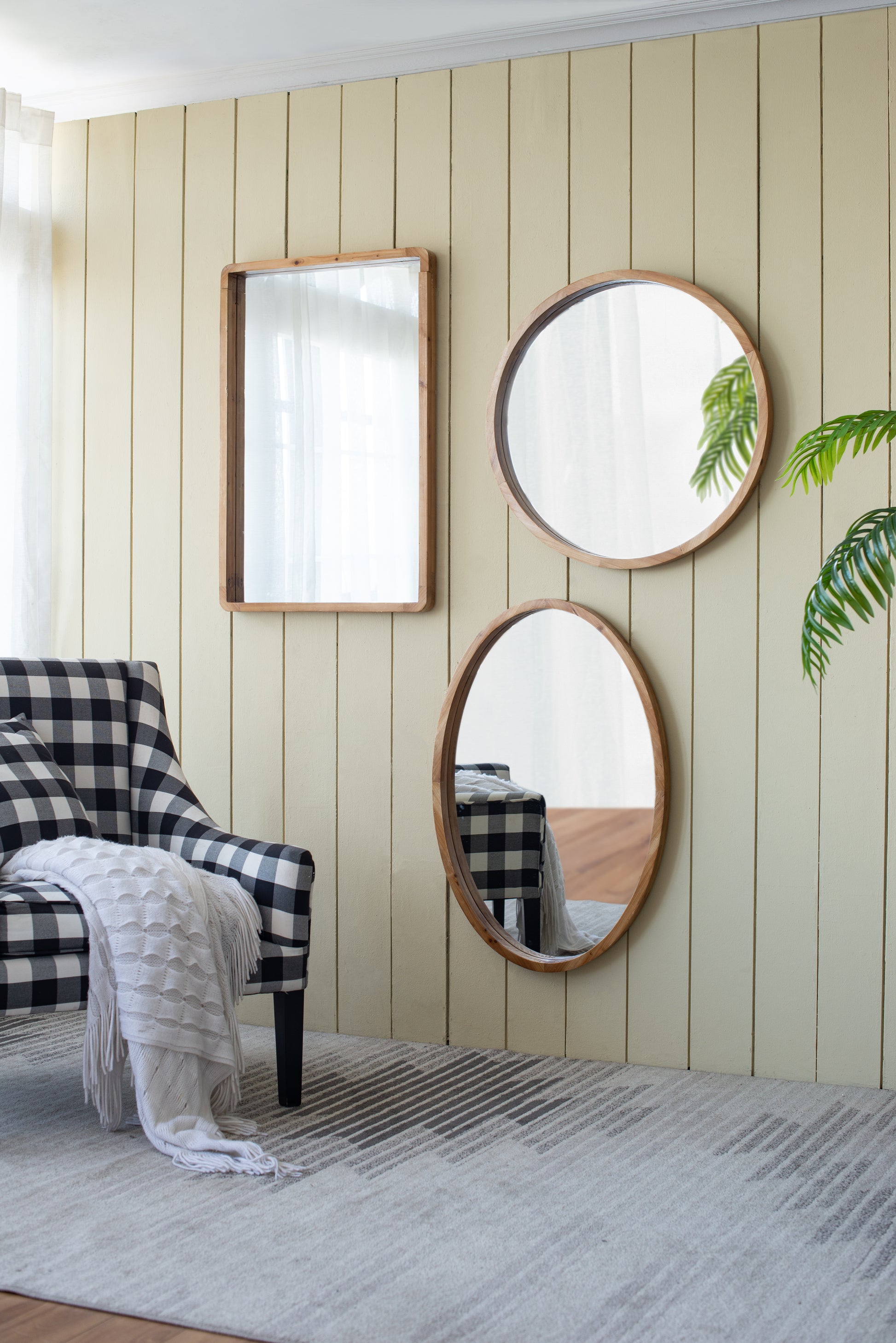 24" X 36" Oval Wall Mirror With Wood Frame, Farmhouse Wood Mirror For Bathroom Entryway Console Lean Against Wall Brown Wood Glass