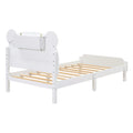 3 Pieces Bedroom Sets Twin Size Bear Shape Platform Bed With Nightstand And Storage Dresser,White Gray White Wood