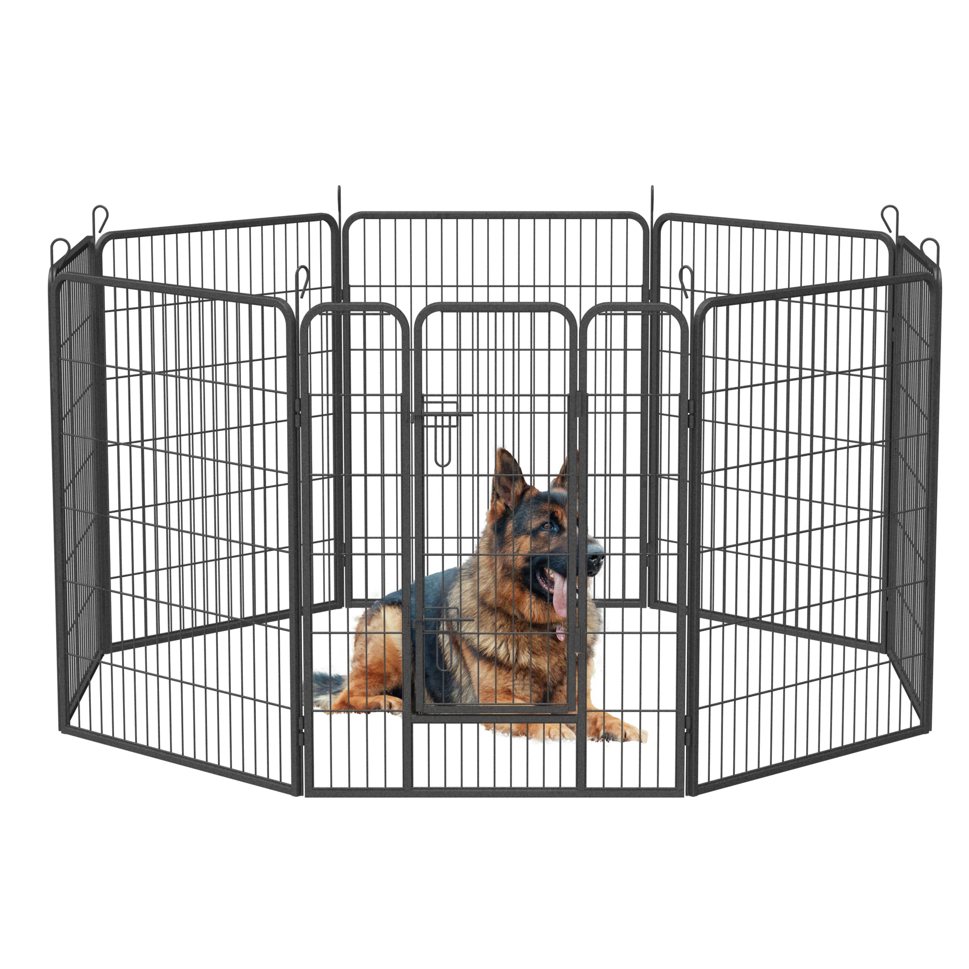 Heavy Duty Dog Pens Outdoor Dog Fence Dog Playpen For Large Dogs, 40"Dog Kennel Outdoor Pet Playpen With Doors 8 Panels Metal Exercise Pens Puppy Playpen Temporary Camping Fence For The Yard Black