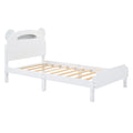 3 Pieces Bedroom Sets Twin Size Bear Shape Platform Bed With Nightstand And Storage Dresser,White Gray White Wood