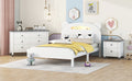 3 Pieces Bedroom Sets Twin Size Bear Shape Platform Bed With Nightstand And Storage Dresser,White Gray White Wood