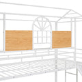 Twin Over Twin Metal Bunk Bed, Metal Housebed With Slide And Storage Stair, White With White Slide White Iron