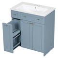 Modern 30 Inch Bathroom Vanity Cabinet With Easy To Clean Resin Integrated Sink In Blue Blue Mdf