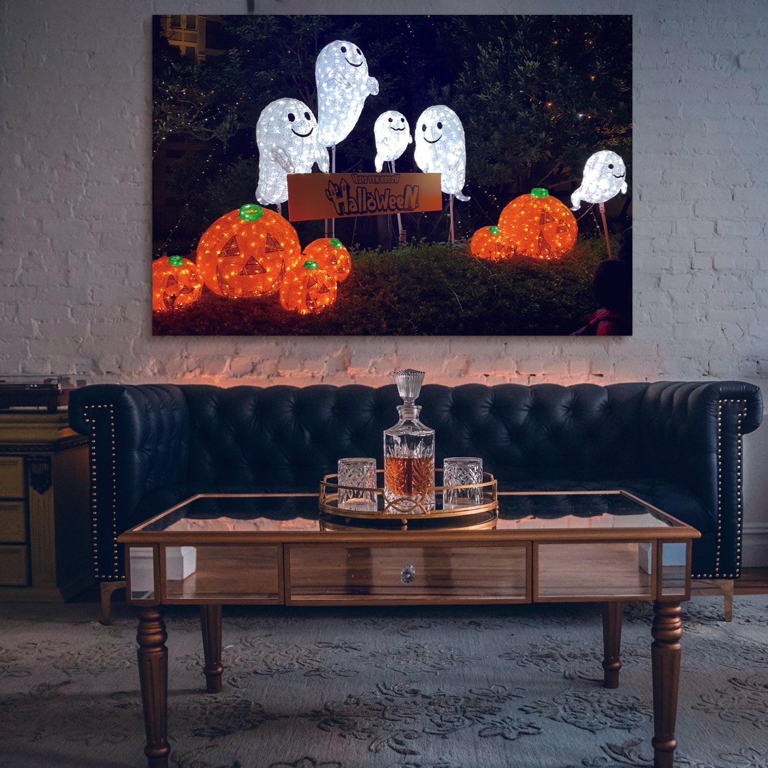 1Pcs Drop Ping Framed Canvas Wall Art Decor Painting For Halloween,Cute Ghost Painting For Halloween Gift, Decoration For Halloween Office Living Room, Bedroom Decor 4028In Thickness 1.5Inch Rectangle Framed Multicolor Halloween Oversized 41In Canvas