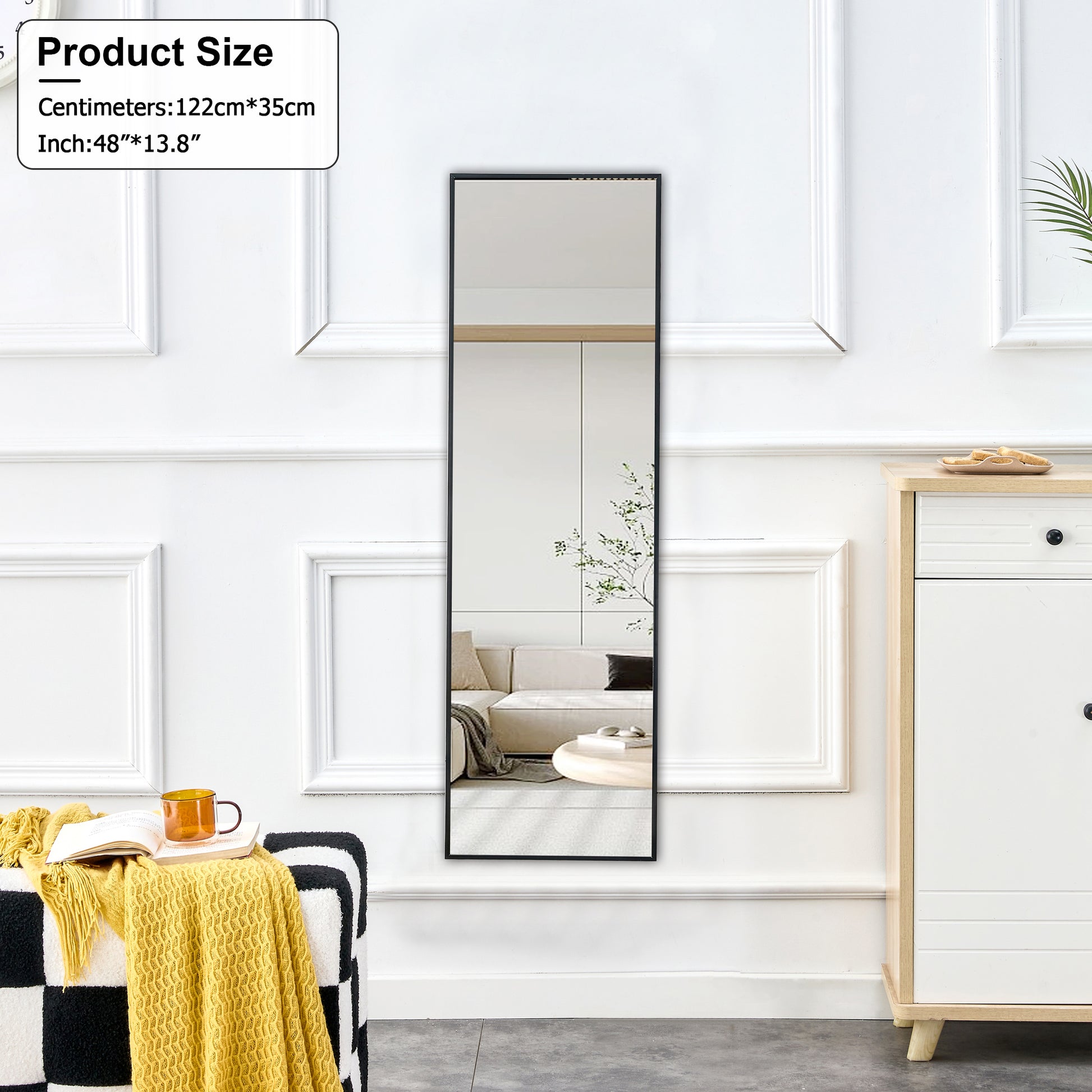 Full Length Mirror Aluminium Alloy Metal Frame Wall Mounted Full Body