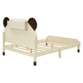 3 Pieces Bedroom Sets Full Size Bear Shape Platform Bed With Nightstand And Storage Dresser,Cream Walnut Cream Wood