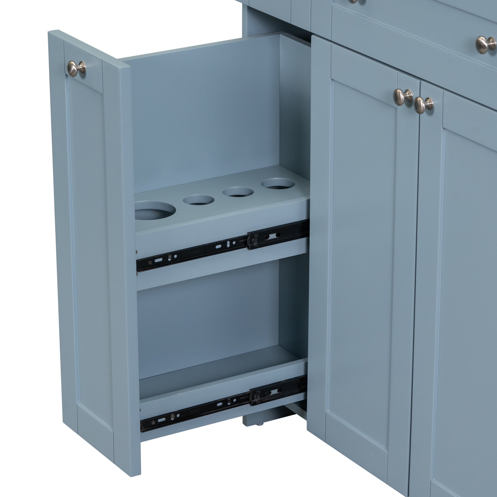 Modern 30 Inch Bathroom Vanity Cabinet With Easy To Clean Resin Integrated Sink In Blue Blue Mdf