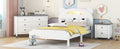 3 Pieces Bedroom Sets Twin Size Bear Shape Platform Bed With Nightstand And Storage Dresser,White Gray White Wood