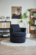 Swivel Barrel Chair, Comfy Round Accent Sofa Chair For Living Room, 360 Degree Swivel Barrel Club Chair, Leisure Arm Chair For Nursery, Hotel, Bedroom, Office, Lounge Black Black Primary Living Space Modern Foam Polyester