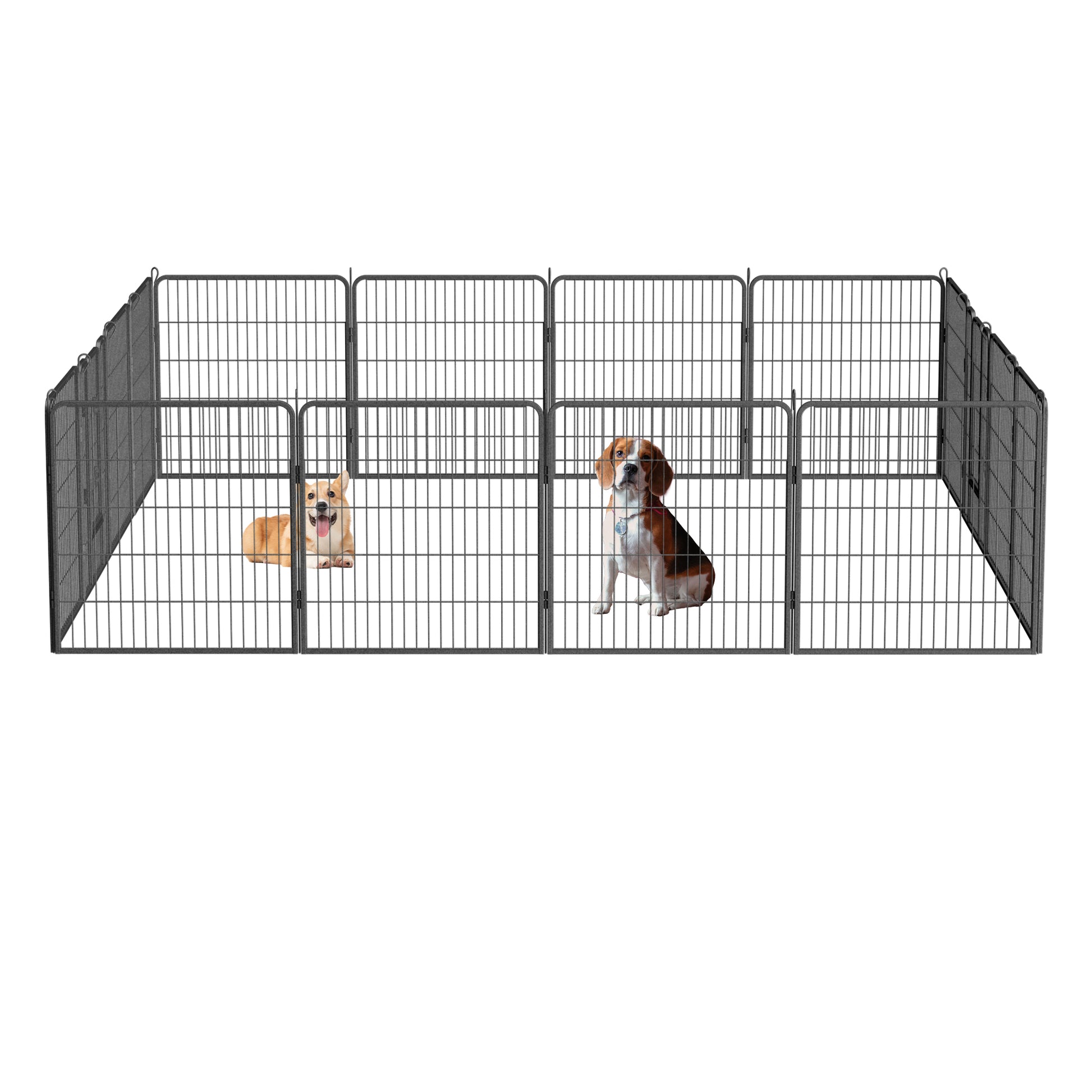 Dog Pens Outdoor 32" Height Foldable 16 Panels Heavy Duty Metal Portable Dog Playpen Indoor Anti Rust Exercise Dog Fence With Doors For Large Medium Small Pets Play Pen For Rv Camping Yard Black