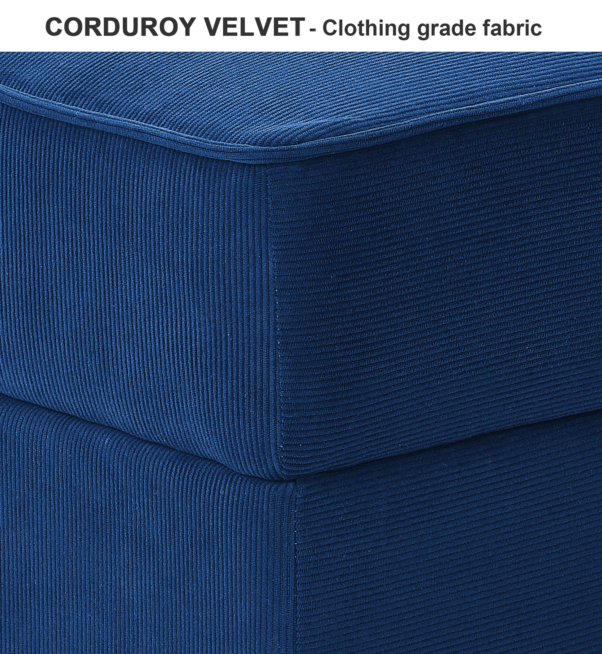 Ottoman Of Module Sofa, Navy Blue Corduroy Velvet, Spring Pack Cushions Dark Gray Corduroy