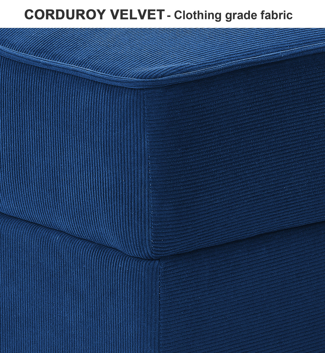 Arm Single Seat Of Module Sofa, Navy Blue Corduroy Velvet, Spring Pack Cushions Dark Gray Corduroy