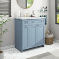 Modern 30 Inch Bathroom Vanity Cabinet With Easy To Clean Resin Integrated Sink In Blue Blue Mdf