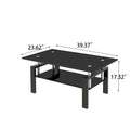 Black Tempered Glass Coffee Table, 2 Layer Storage Tea Table Black Tempered Glass