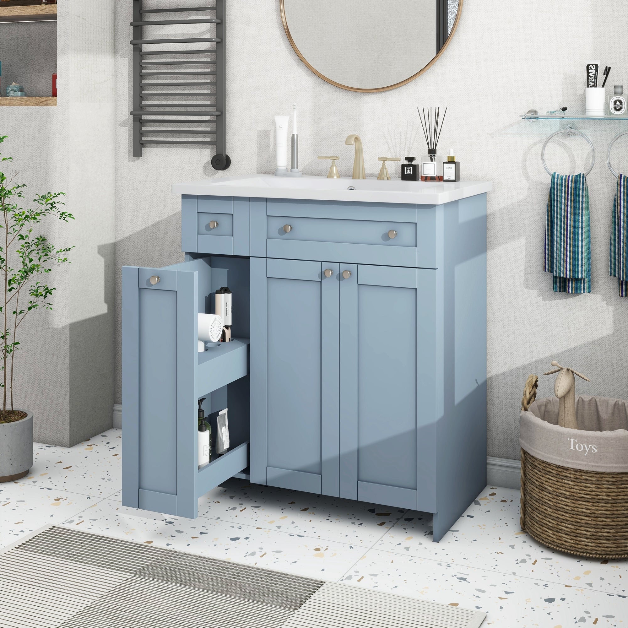 30" Bathroom vanity with Single Sink in grey,Combo