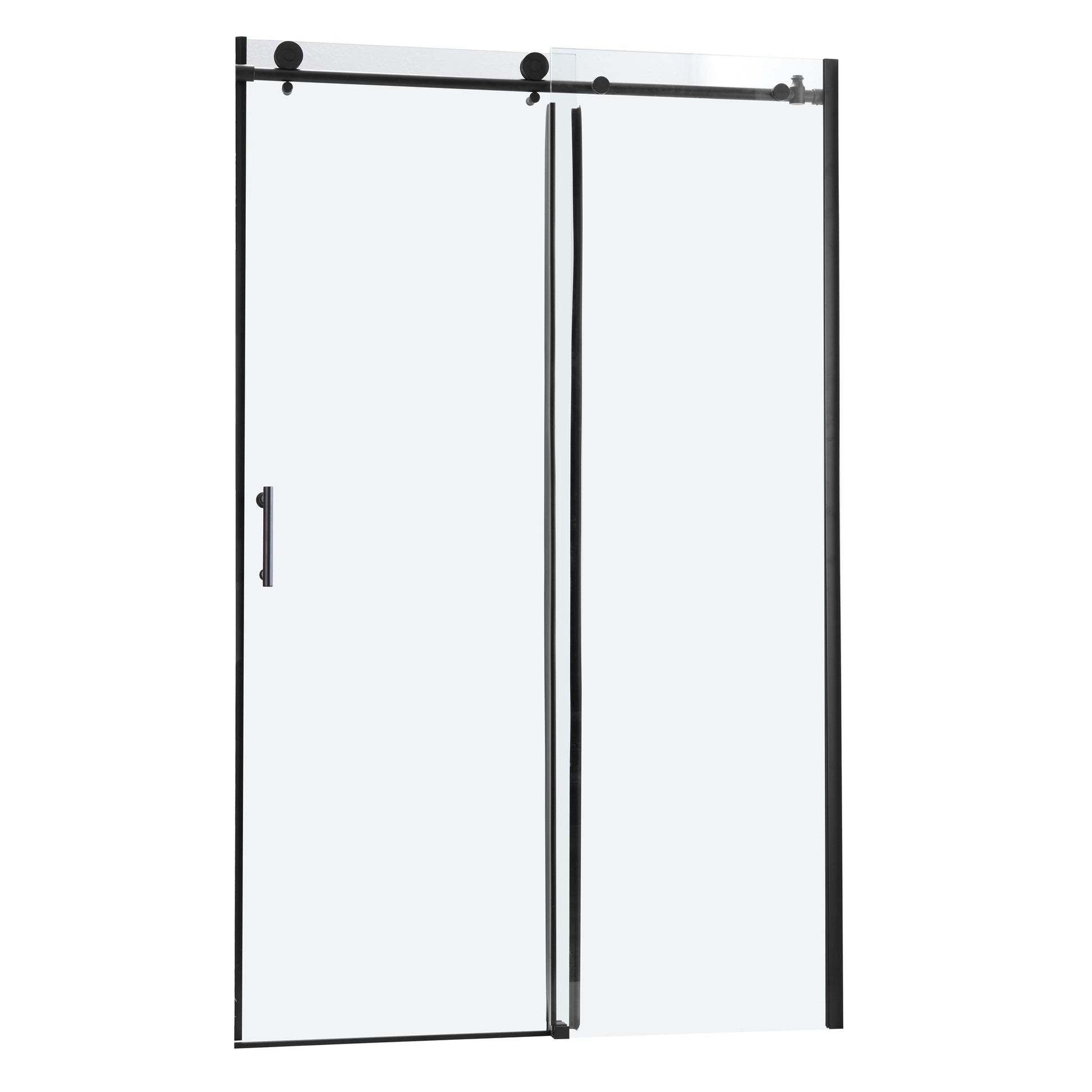 Shower Door 48" W x 76"H Single Sliding Bypass Shower matte black-glass