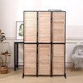 3 Panel Room Dividers And Folding Privacy Screen Natural Wooden Room Partitions 6Ft Wall Divider For Room Separation Natural Natural Metal & Wood