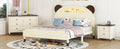 3 Pieces Bedroom Sets Full Size Bear Shape Platform Bed With Nightstand And Storage Dresser,Cream Walnut Cream Wood