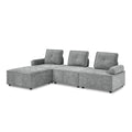 L Shape Modular Sectional Sofa, Diy Combination, Chenille Grey Chenille Wood Tight Back Eucalyptus Square Arms Foam Chenille 4 Seat
