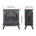 24 Inch 3D Flame Electric Infrared Quartz Fireplace Stove With Remote Control Powder Coated Electric Yes Antique Black Vent Free Yes Freestanding Tempered Glass Sheet Metal Electric