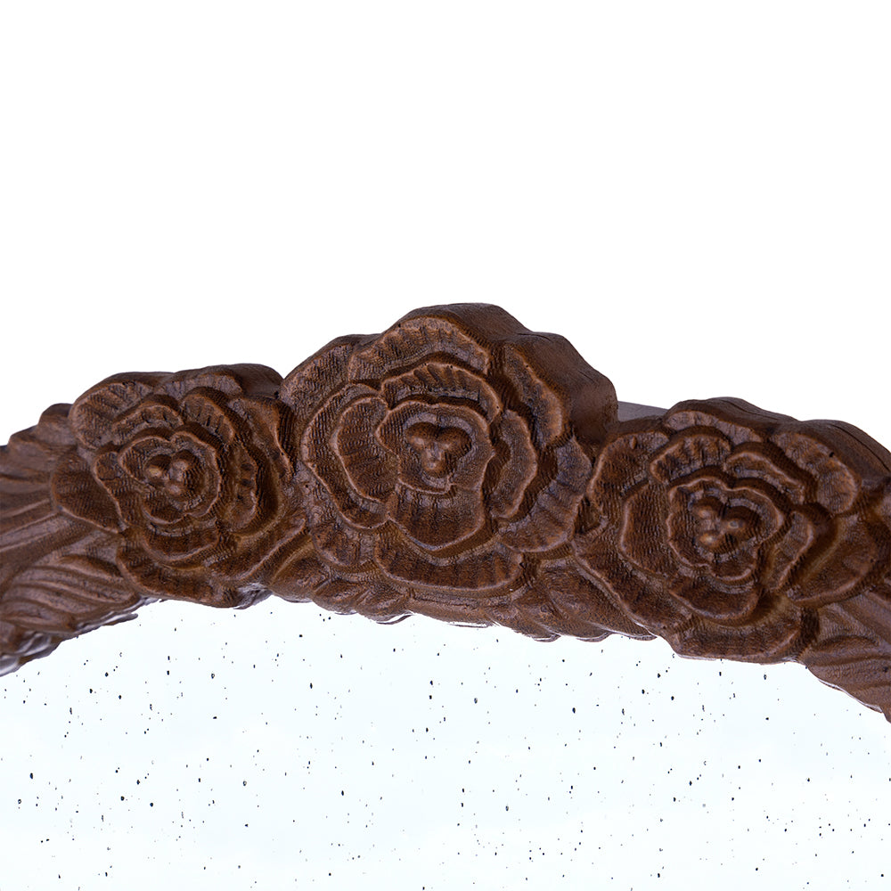 23" x 42" Hand Carved Rose Antique Mirror Frame, Wood brown-mdf+glass