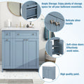 Modern 30 Inch Bathroom Vanity Cabinet With Easy To Clean Resin Integrated Sink In Blue Blue Mdf