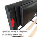 Faux Leather Upholstered Platform Bed Frame With Led Lighting, Bluetooth Connection To Play Music Control, Backrest Vibration Massage, Curve Design, Wood Slat Support, Exhibited Speakers,Queen Queen Black Mdf