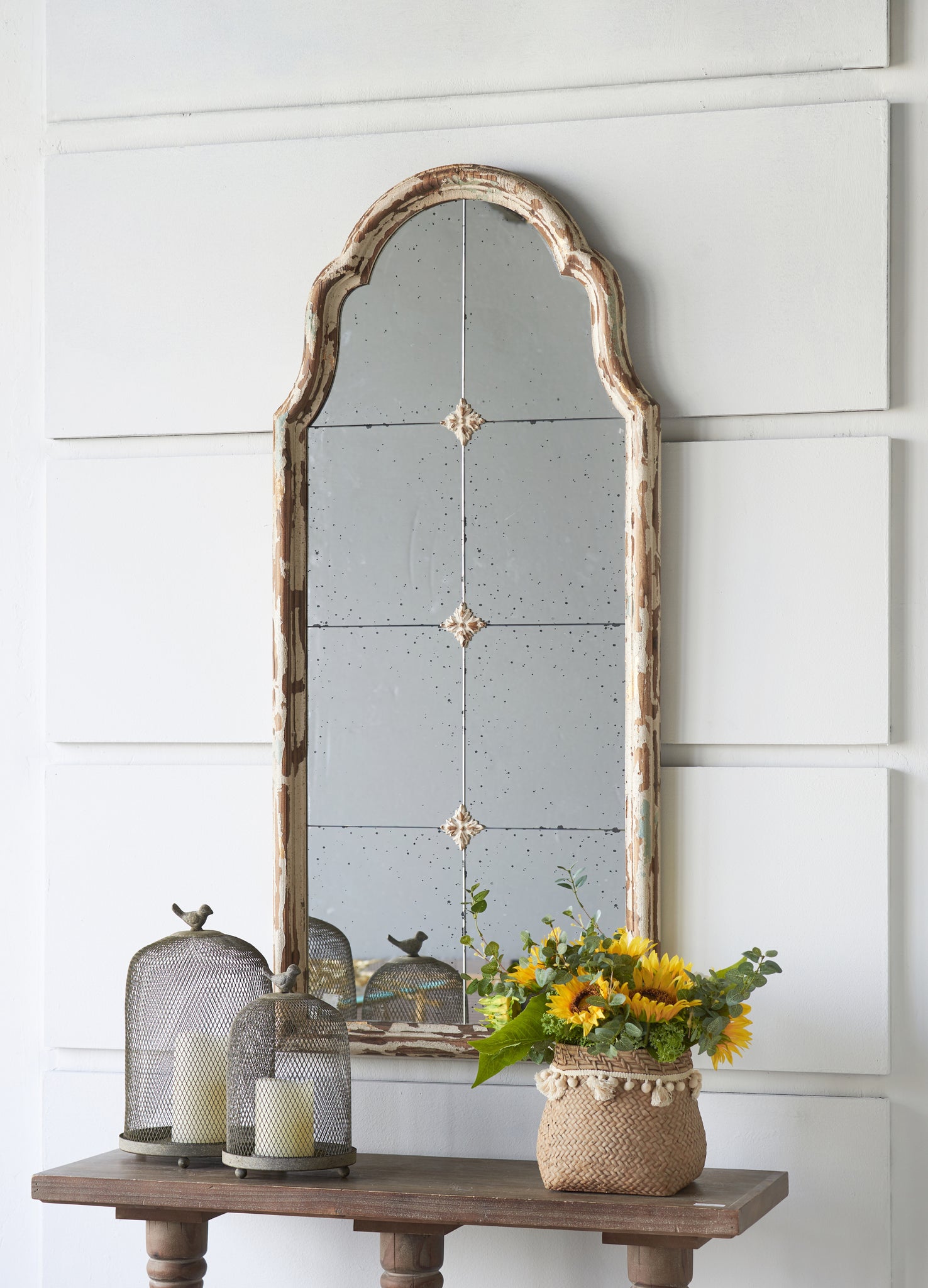 22" x 48" Large Cream & Gold Framed Wall Mirror,