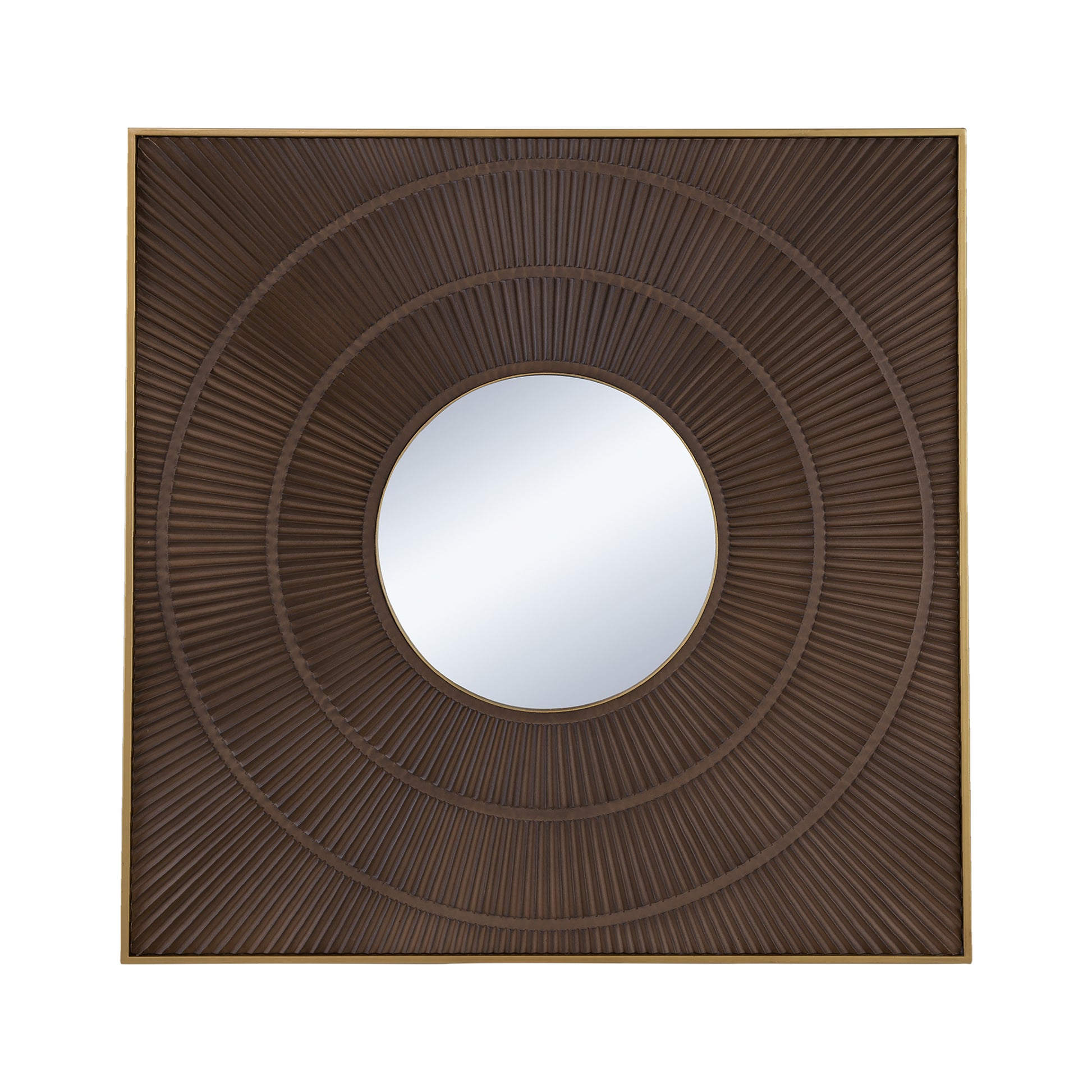 40" x 40" Square Carved Mirror with Pleated Design brown-mdf+glass