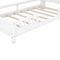 Wood Twin Size Platform Bed With Built In Led Light, Storage Headboard And Guardrail, White Box Spring Not Required Twin White Wood Bedroom Bed Frame Solid Wood Mdf