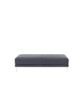 Ottoman In Black Faux Leather Dark Blue Faux Leather