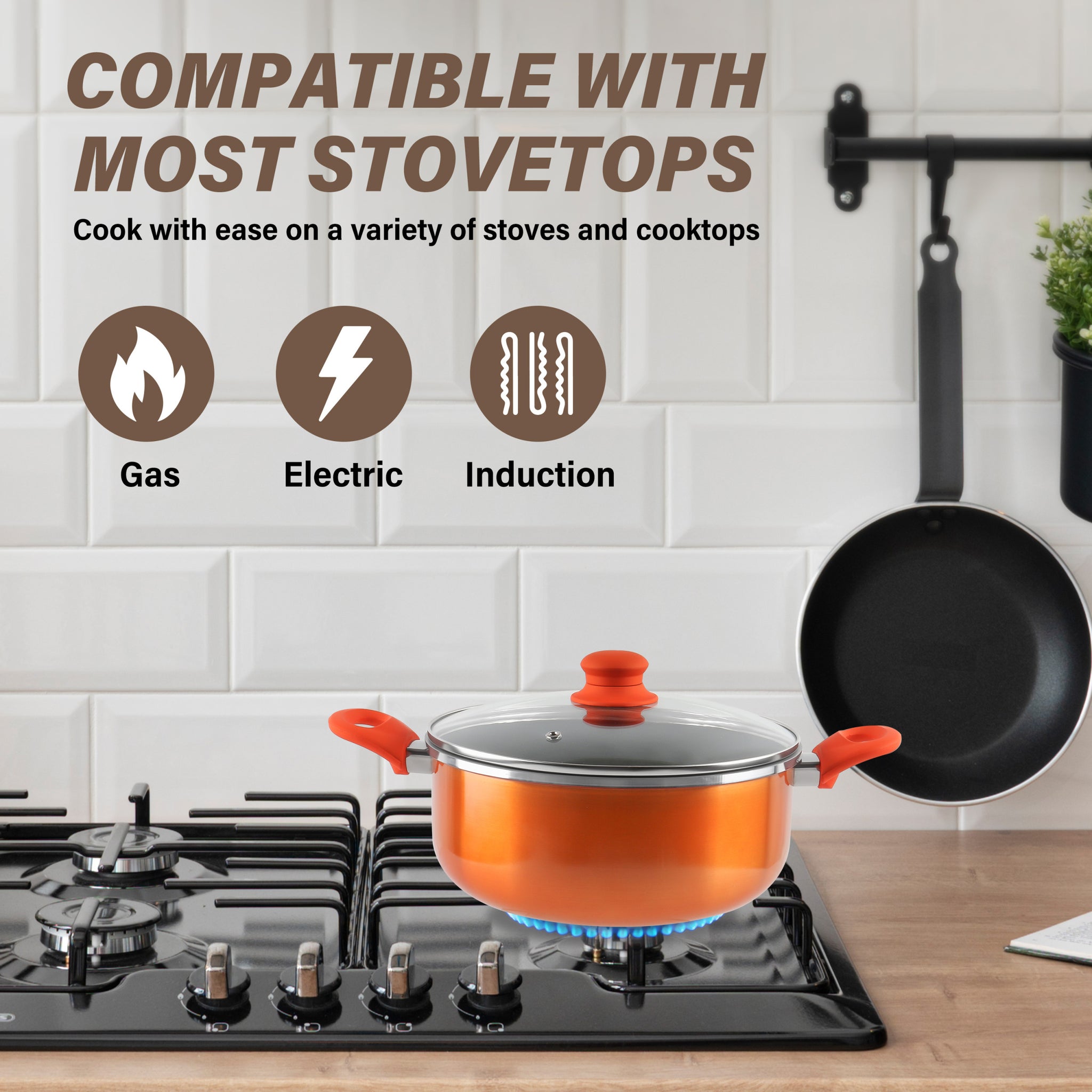 Stainless Steel 6 Piece Cookware Set: Mirror Polished orange-kitchen-aluminium