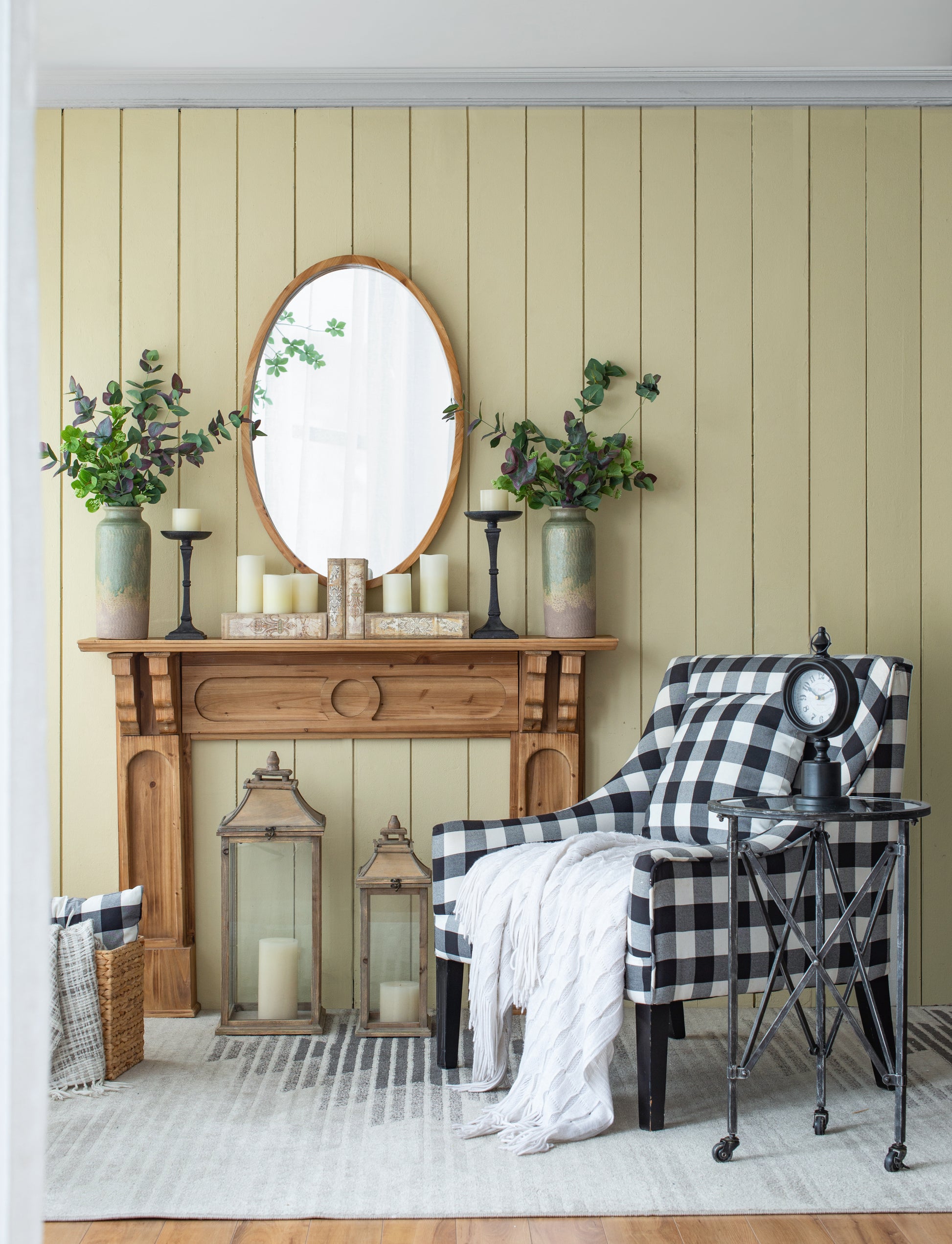 24" X 36" Oval Wall Mirror With Wood Frame, Farmhouse Wood Mirror For Bathroom Entryway Console Lean Against Wall Brown Wood Glass