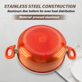 Stainless Steel 6 Piece Cookware Set: Mirror Polished, Induction Bottom, Straight Shape, Ss Lids, Sturdy Handles And Knobs Orange Kitchen Aluminium