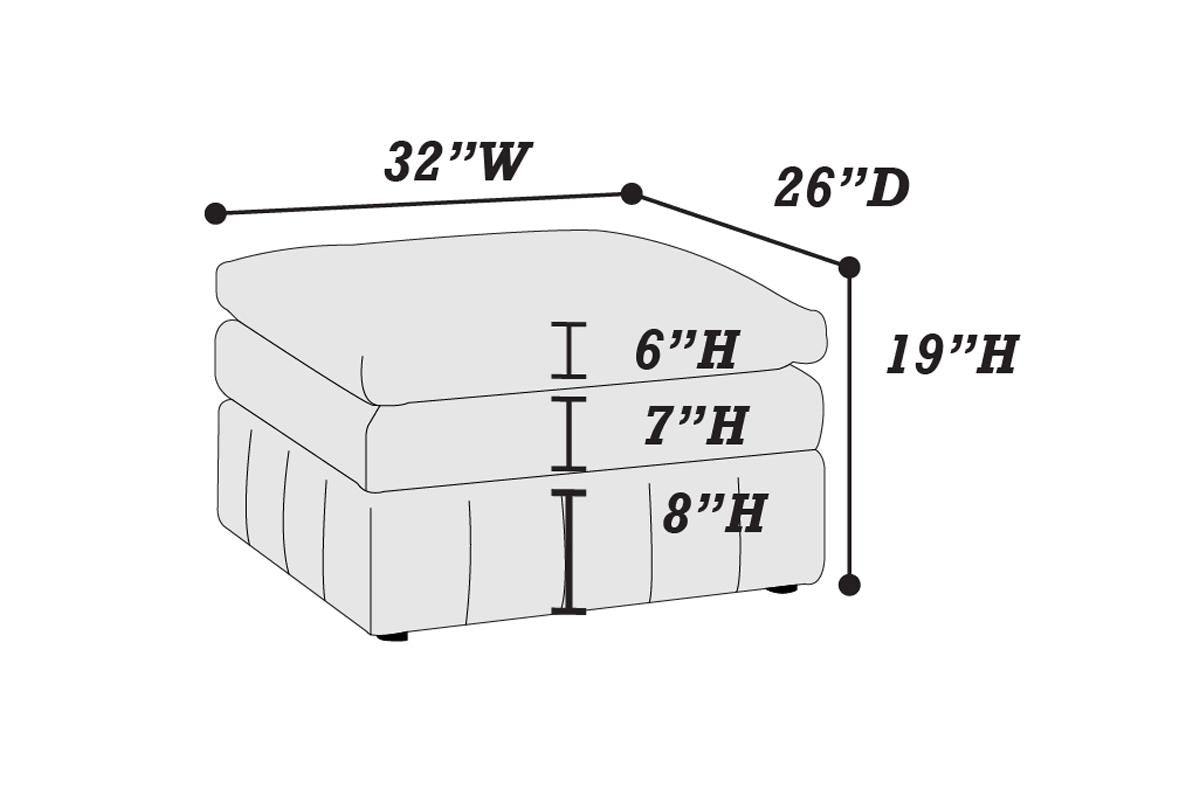 Contemporary 1Pc Ottoman Modular Plush Chair Sectional Sofa Living Room Furniture Granite Morgan Fabric Suede Grey Suede Primary Living Space Grey Contemporary,Modern Rectangle Fabric