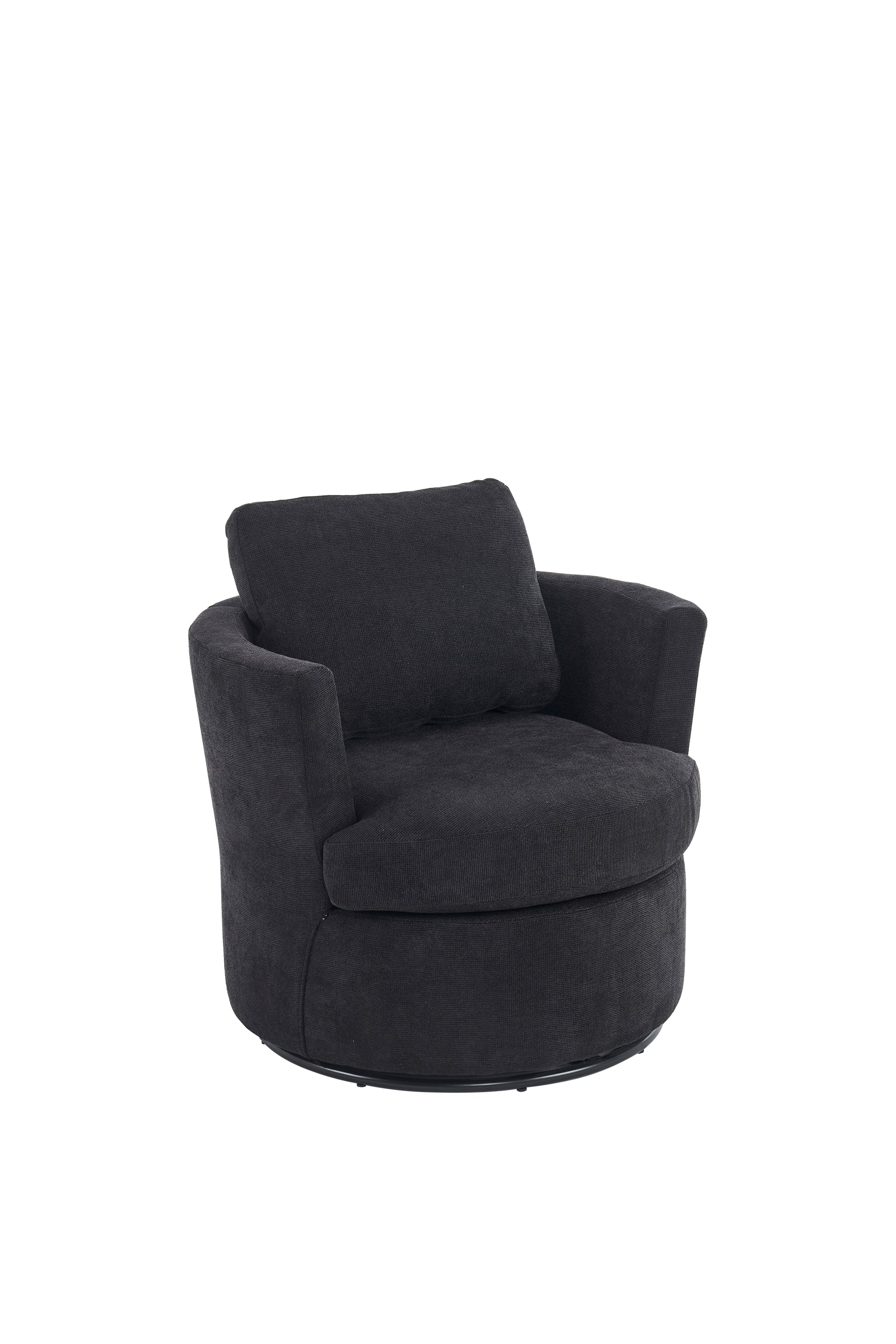 Swivel Barrel Chair, Comfy Round Accent Sofa Chair For Living Room, 360 Degree Swivel Barrel Club Chair, Leisure Arm Chair For Nursery, Hotel, Bedroom, Office, Lounge Black Black Primary Living Space Modern Foam Polyester