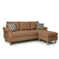 Sectional Sofa In Black Faux Leather Light Coffee Fabric