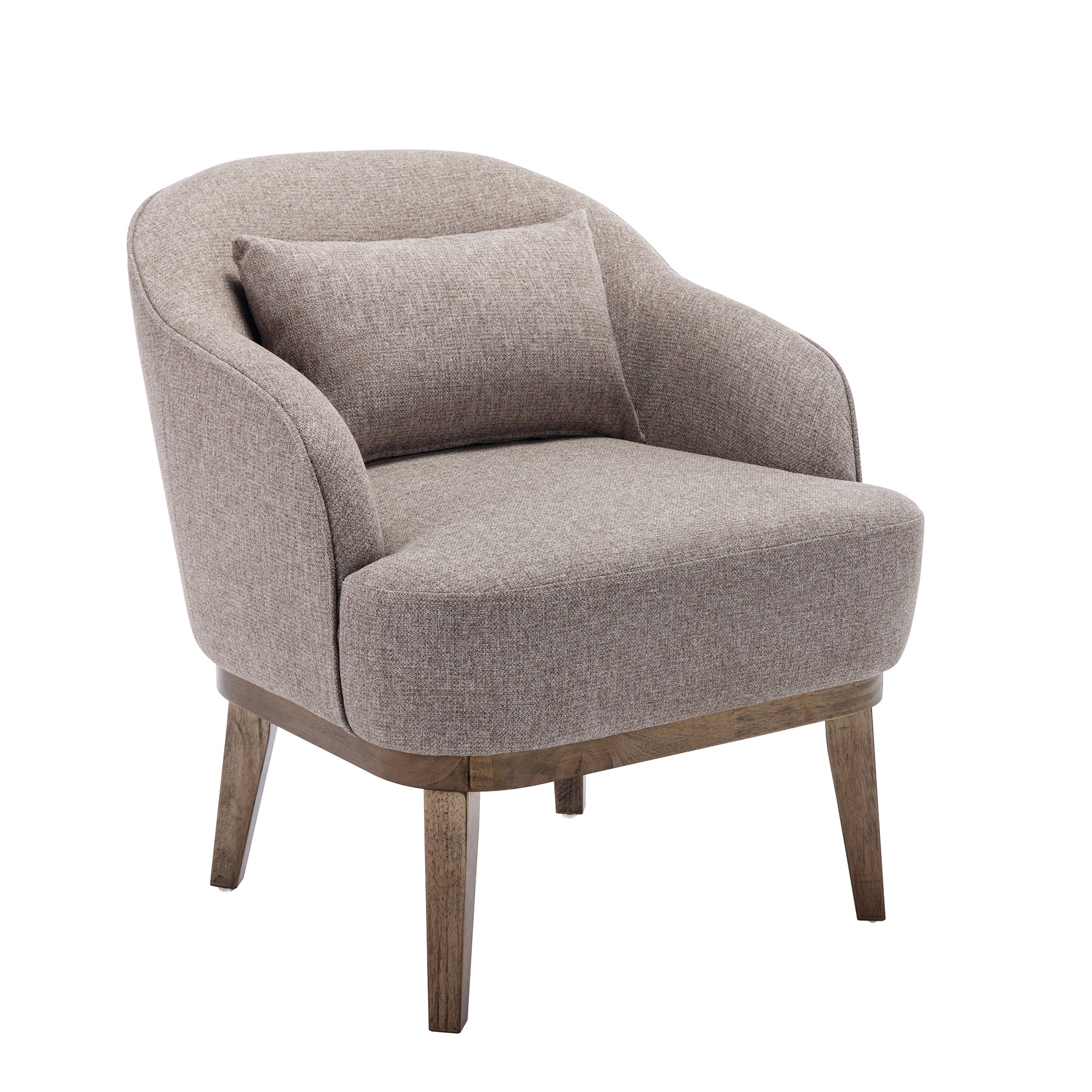 Modern Mid Century Armchair Accent Chair with Pillow tan-linen